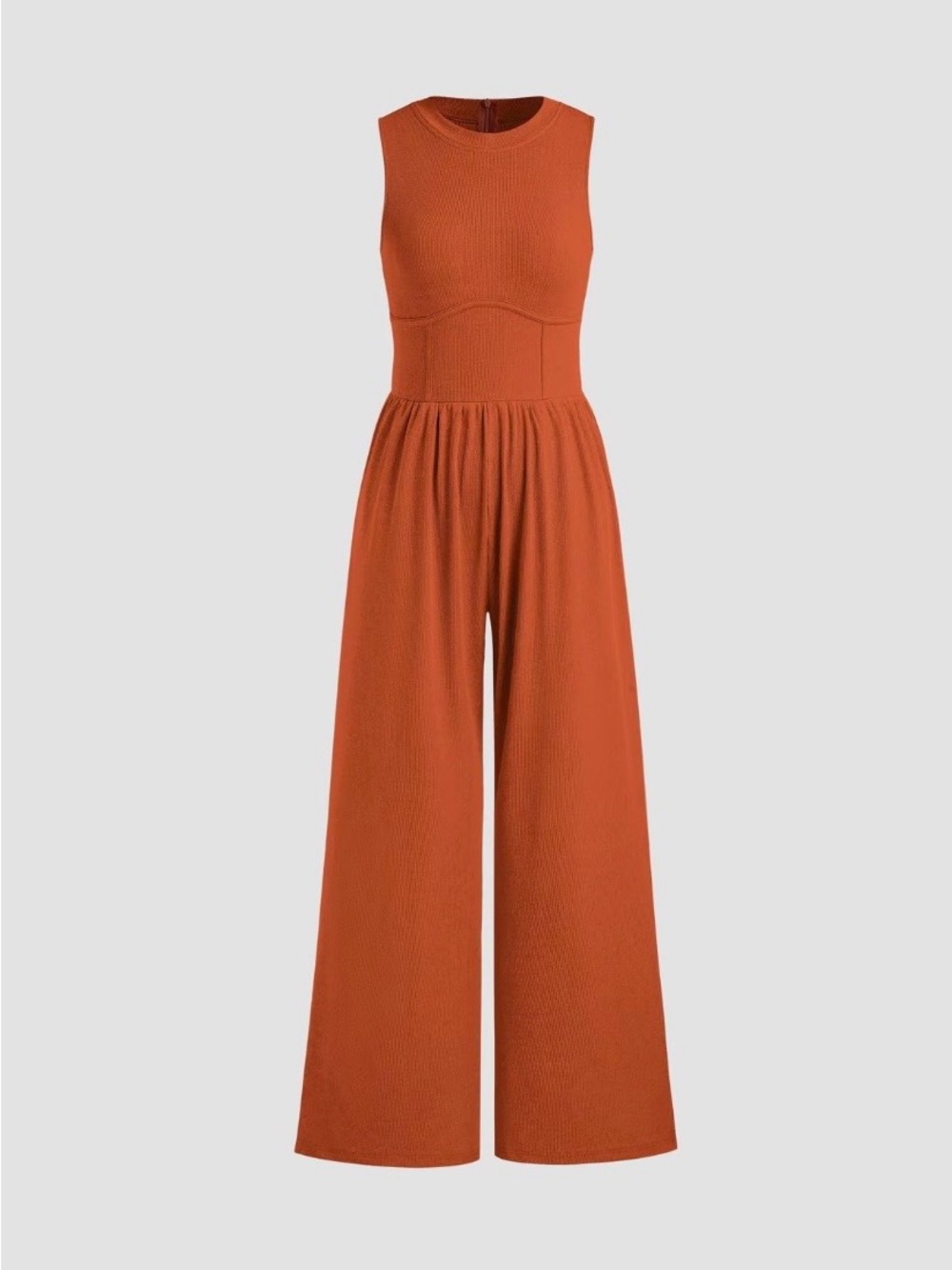 Cider Sleeveless Wide-Leg Jumpsuit in Burnt Orange